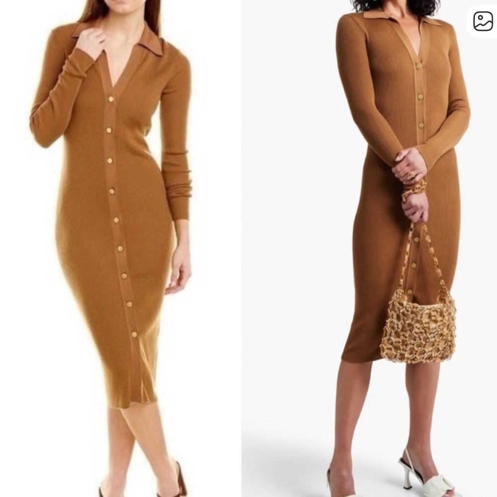 Alice + Olivia Classics Alcina brown button-down polo dress SMALL